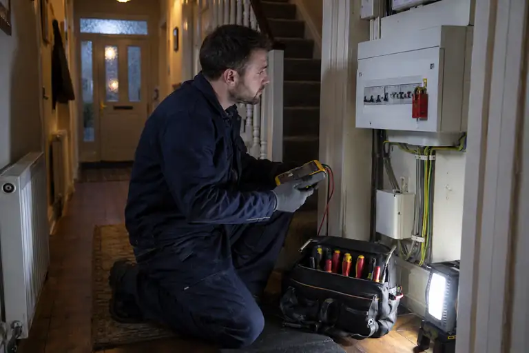 Emergency electrician: a professional electrician assessing or carrying out the electrical work.